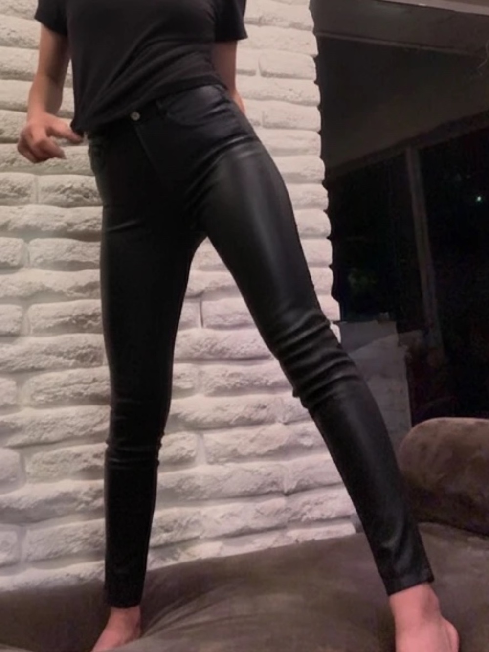 NWT L’AGENCE Black Faux Leather High Rise Skinny Pants Size 27 (Small